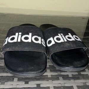 Mens Adidas Black and White Slides Shoes